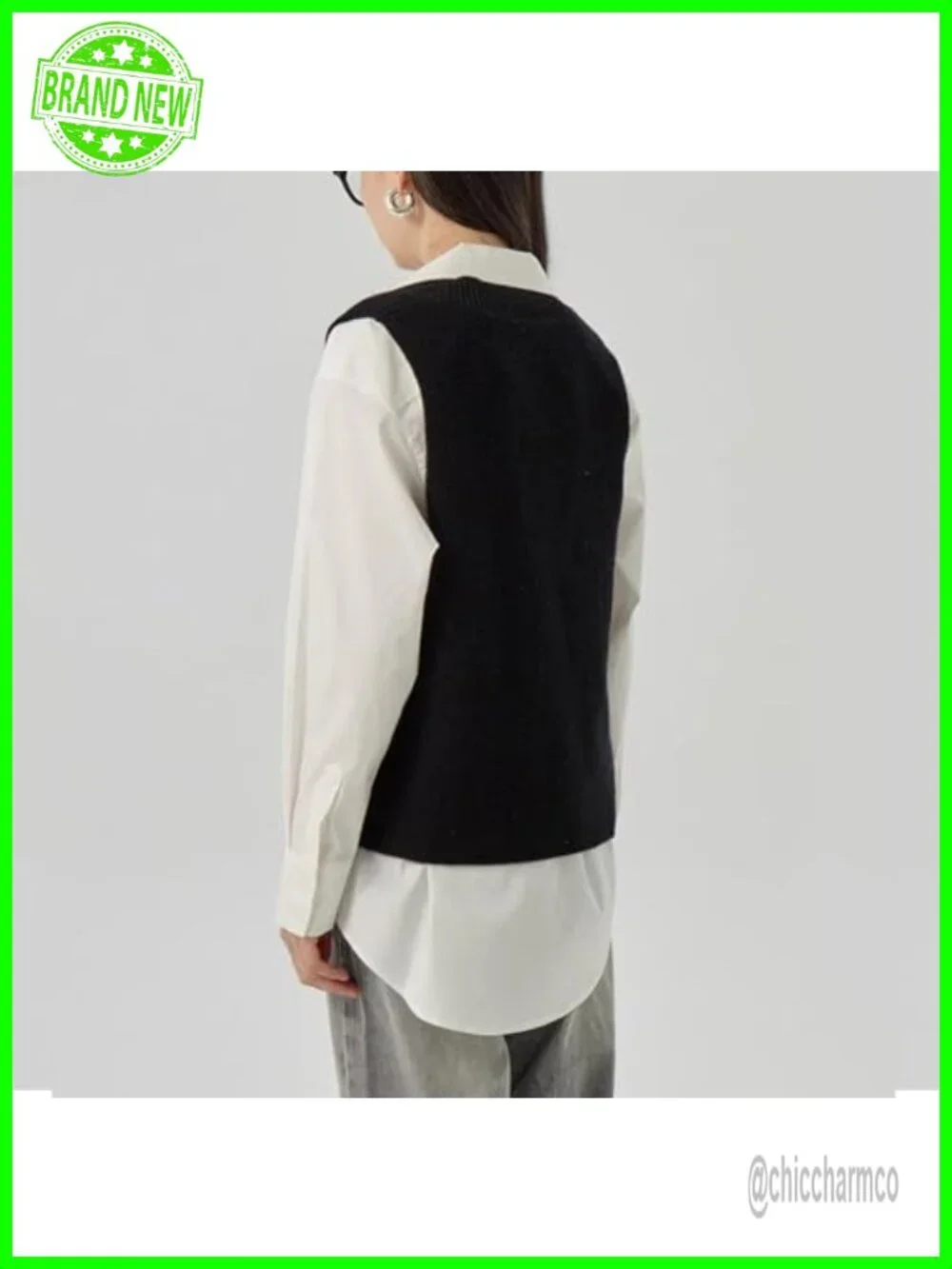 Deep V-Neck Sleeveless Knit Pullover Sweater Vest - Soft Lightweight